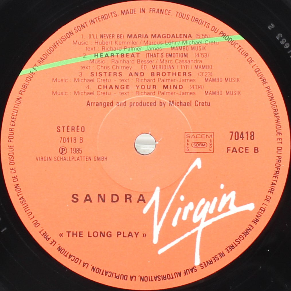 Sandra – The Long Play, Vinyl, LP, 33⅓rpm, Album, France 1985