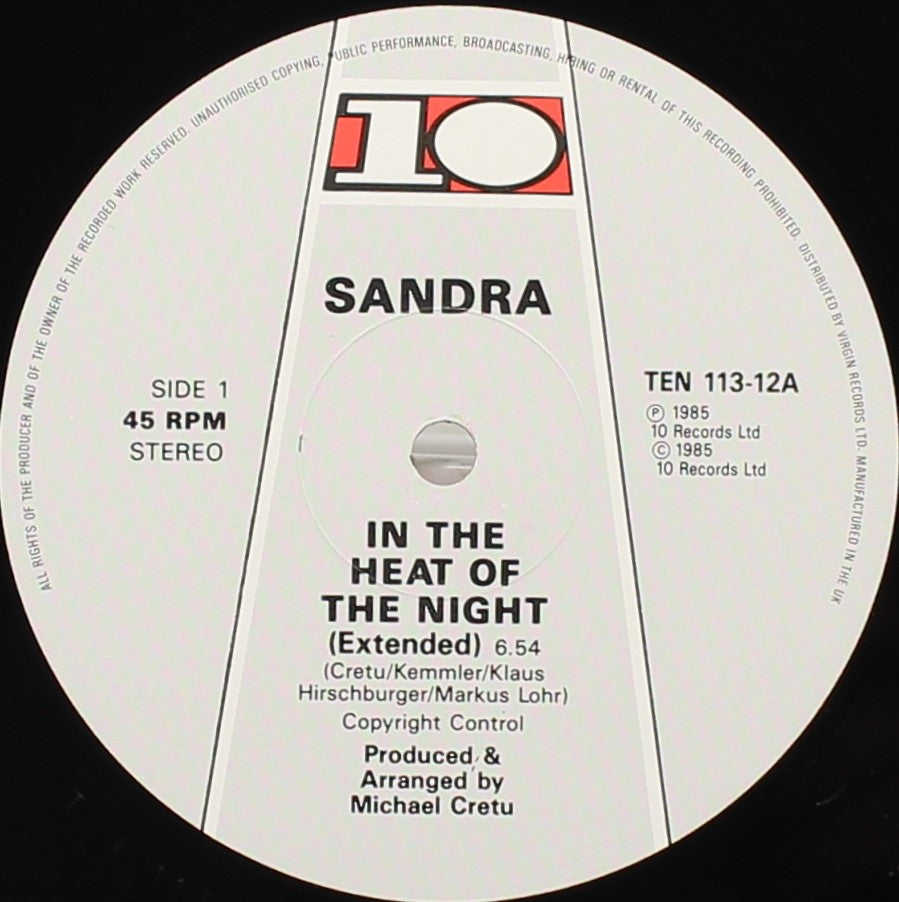 Sandra – In The Heat Of The Night, Vinyl, 12&quot;, 45 RPM, UK 1986