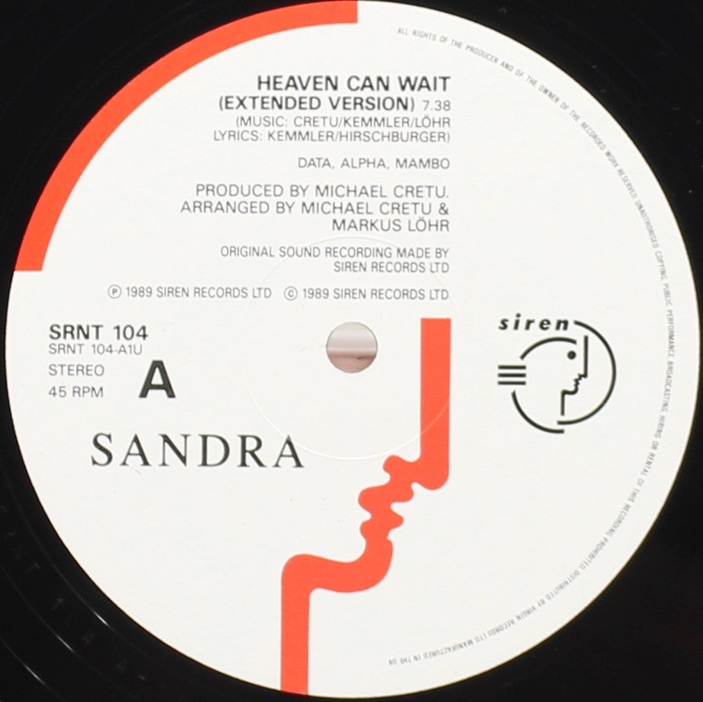 Sandra ‎– Heaven Can Wait, Vinyl, 12&quot;, 45 RPM, Stereo, UK 1988