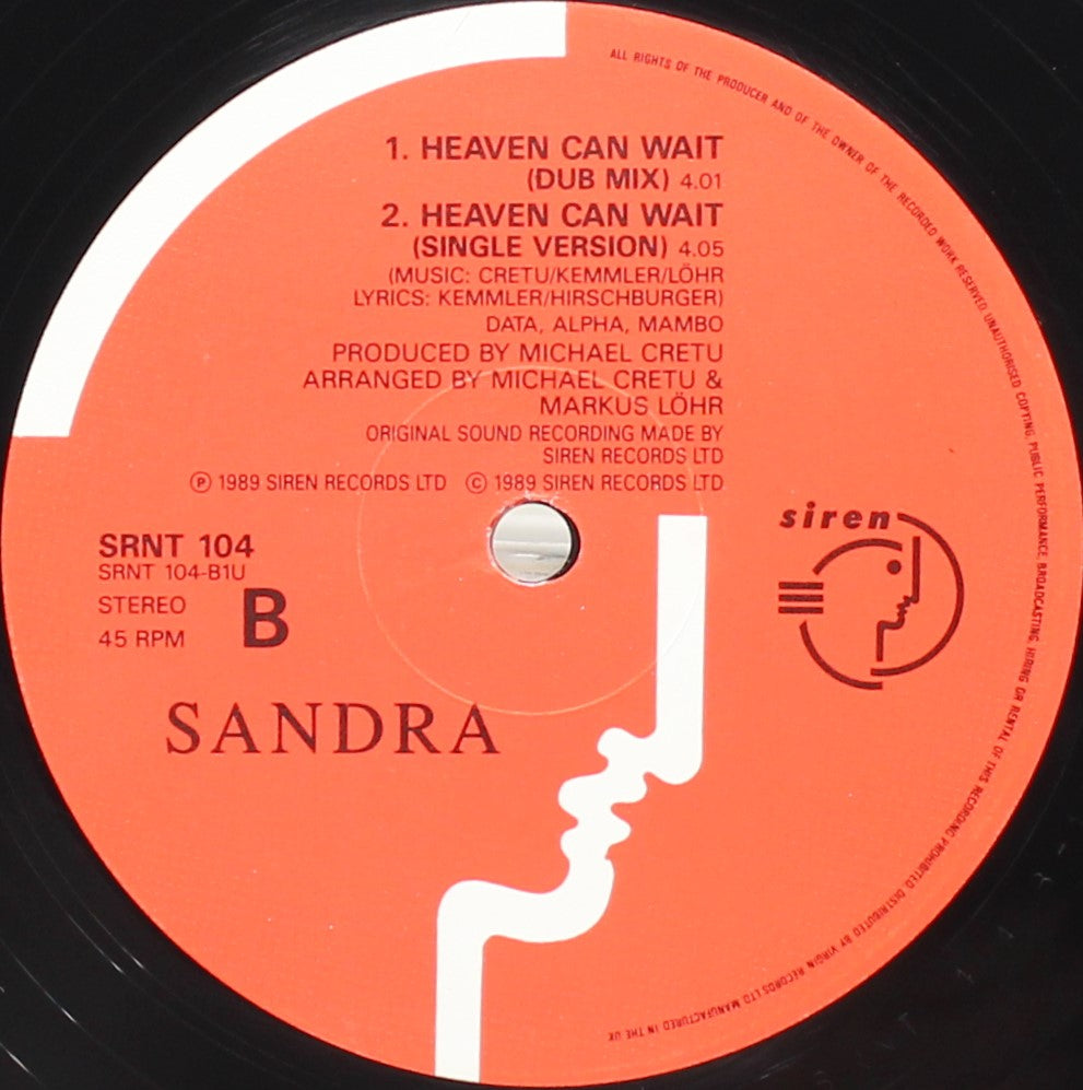 Sandra ‎– Heaven Can Wait, Vinyl, 12&quot;, 45 RPM, Stereo, UK 1988