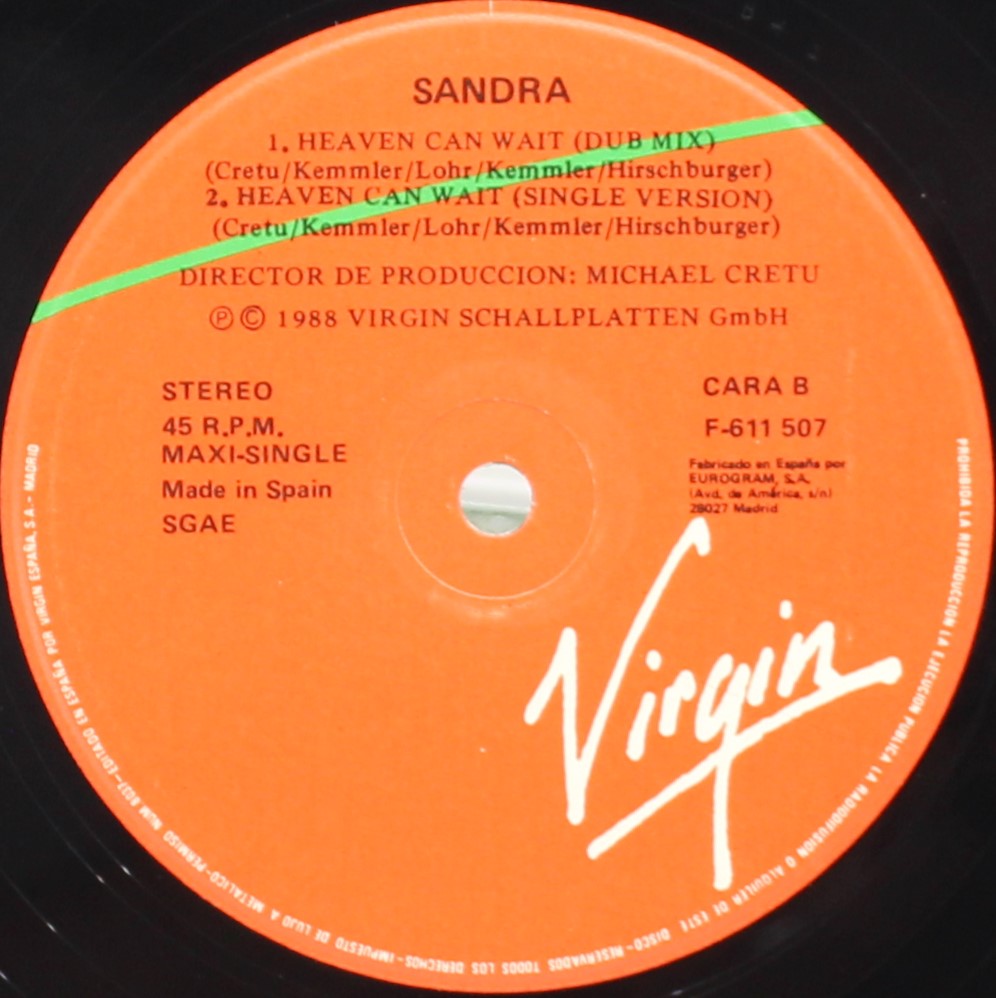 Sandra – Heaven Can Wait, Vinyl, 12&quot;, Single, 45 RPM, Spain 1988