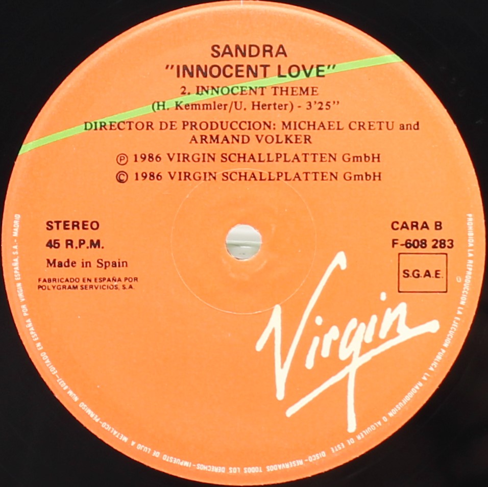 Sandra – Innocent Love, Vinyl, 12&quot;, Maxi-Single, 45 RPM, Spain 1986