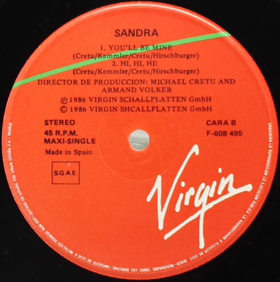 Sandra – Hi! Hi! Hi!, Vinyl, 12&quot;, Maxi-Single, 45 RPM, Spain 1986