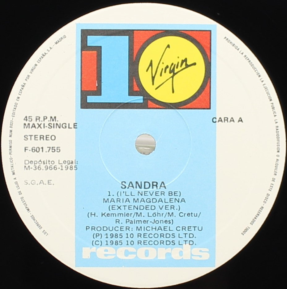 Sandra – (I&#39;ll Never Be) Maria Magdalena, Vinyl, 12&quot;, 45 RPM, Maxi-Single, Spain 1985