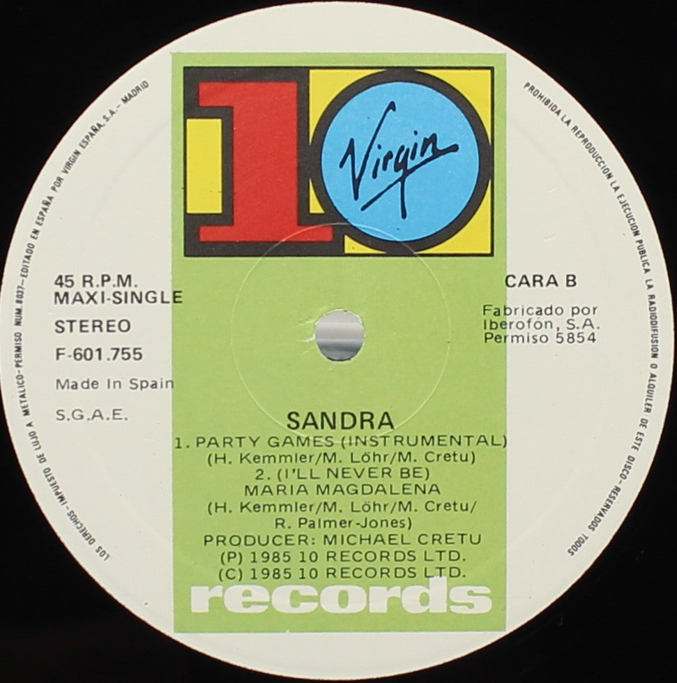 Sandra – (I&#39;ll Never Be) Maria Magdalena, Vinyl, 12&quot;, 45 RPM, Maxi-Single, Spain 1985