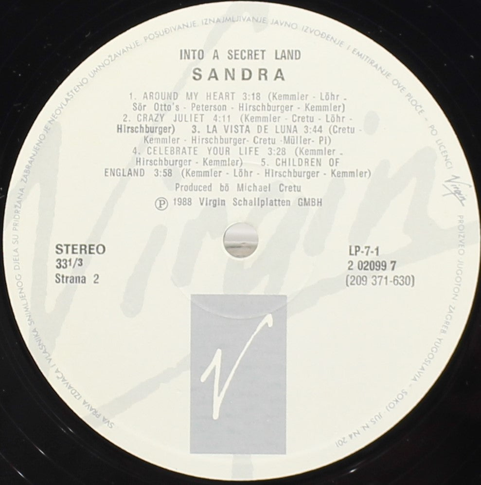 Sandra – Into A Secret Land, Vinyl, LP, Album, VG/VG+, Yugoslavia 1989