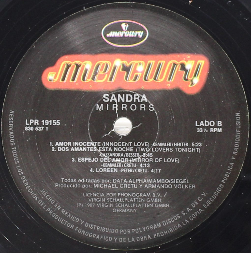 Sandra – Mirrors, Vinyl, LP, Album, VG/VG+, Mexico 1987