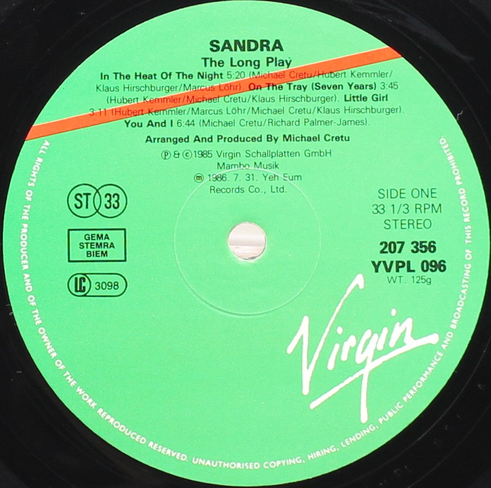 Sandra – The Long Play, Vinyl, LP, Album, VG+/VG+, South Korea 1986