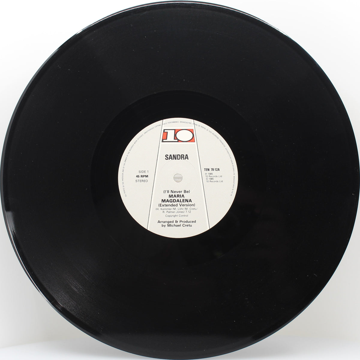 Sandra ‎– (I&#39;ll Never Be) Maria Magdalena, Vinyl, 12&quot;, 33 ⅓ RPM, VG+/VG+, Canada 1985