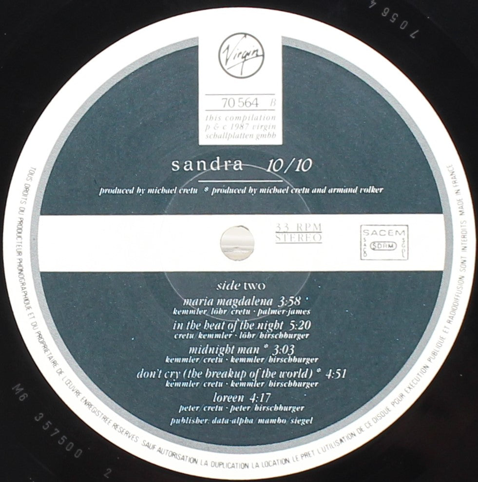 Sandra ‎– 10/10, Vinyl, LP, Compilation, Stereo, VG+/VG, France 1987
