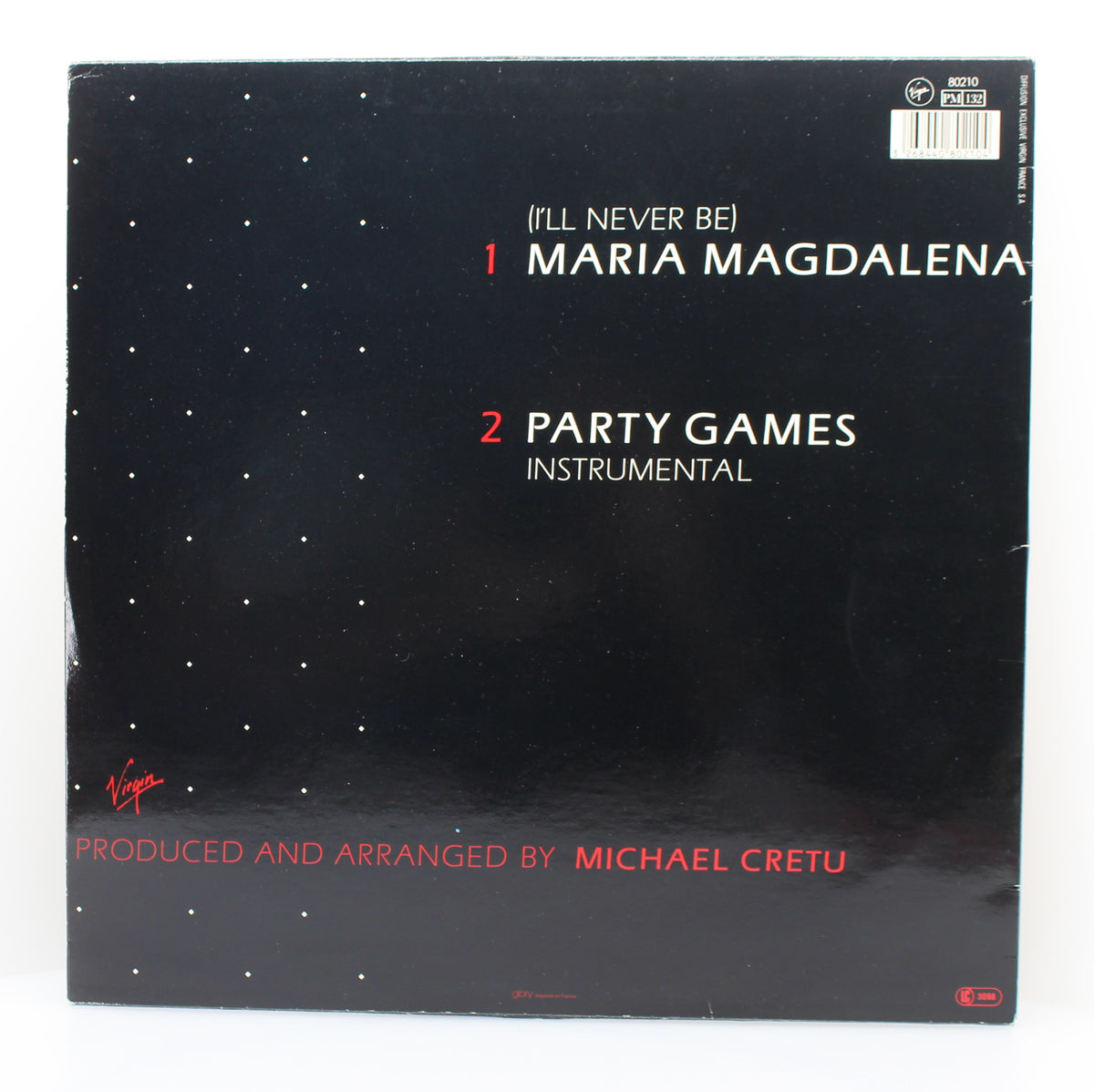 Sandra ‎– (I&#39;ll Never Be) Maria Magdalena, Vinyl, 12&quot;, 45 RPM, Maxi-Single, Stereo, VG+/VG+, France 1985