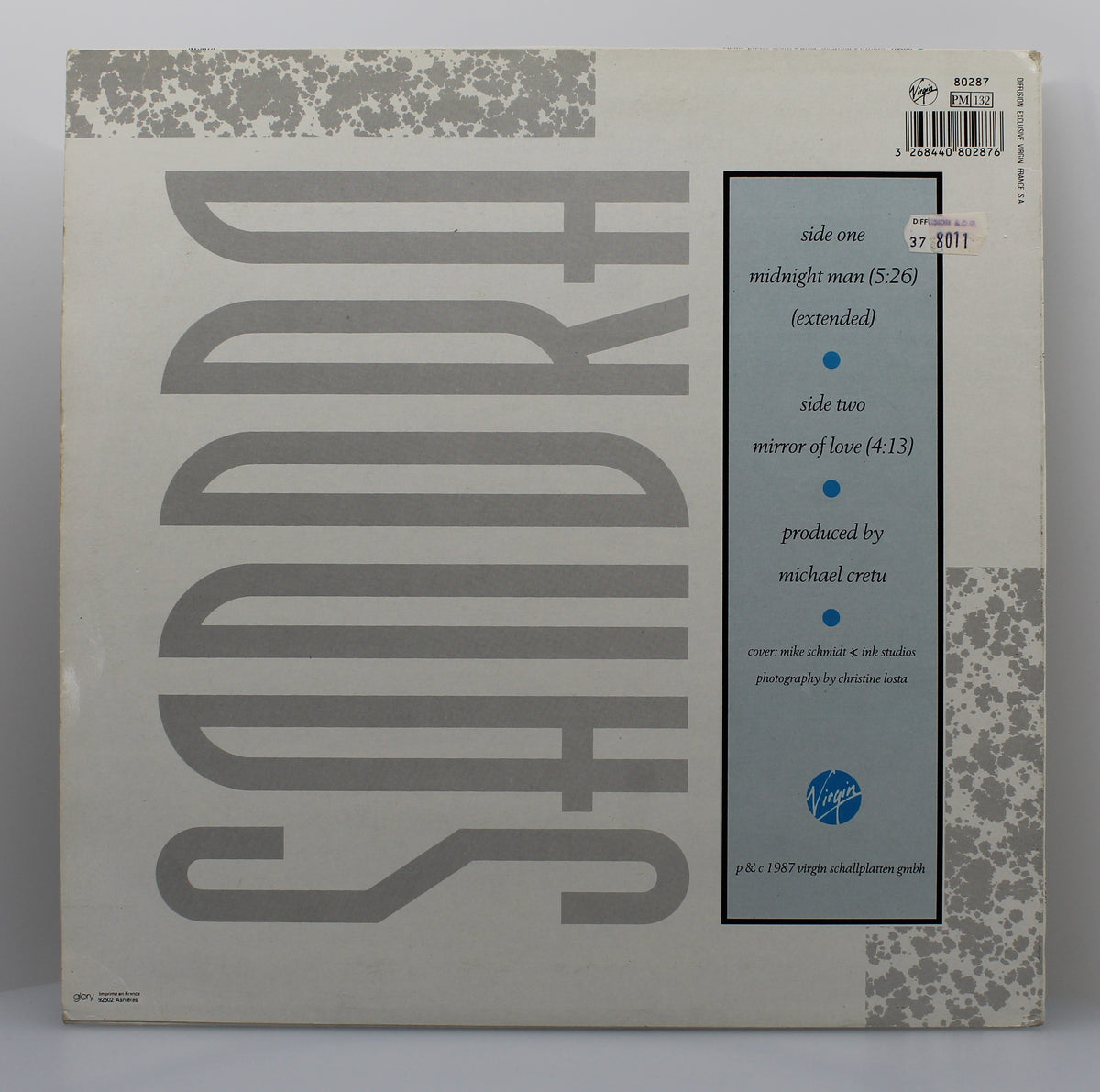 Sandra ‎– Midnight Man,  Vinyl, 12&quot;, 45RPM, VG+/VG, France 1987