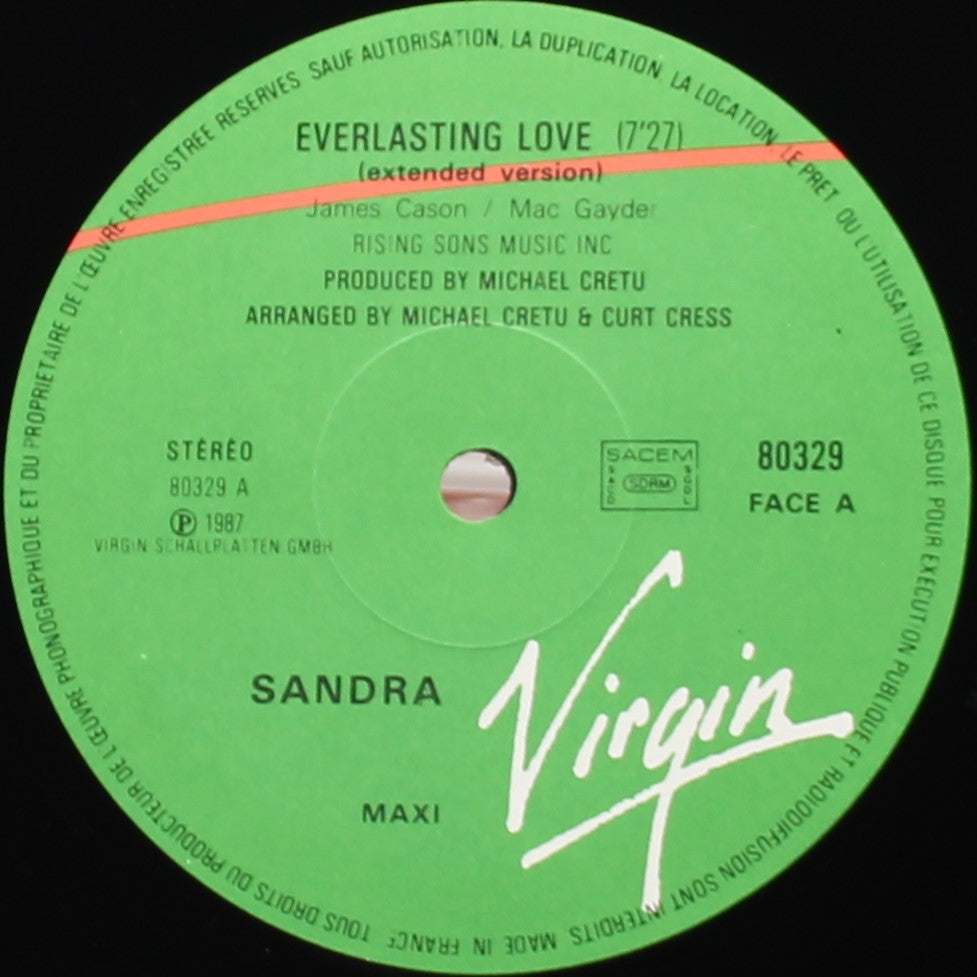 Sandra ‎– Everlasting Love, Vinyl, 12&quot;, 45 RPM, Maxi-Single, Stereo, NM/NM, France 1987