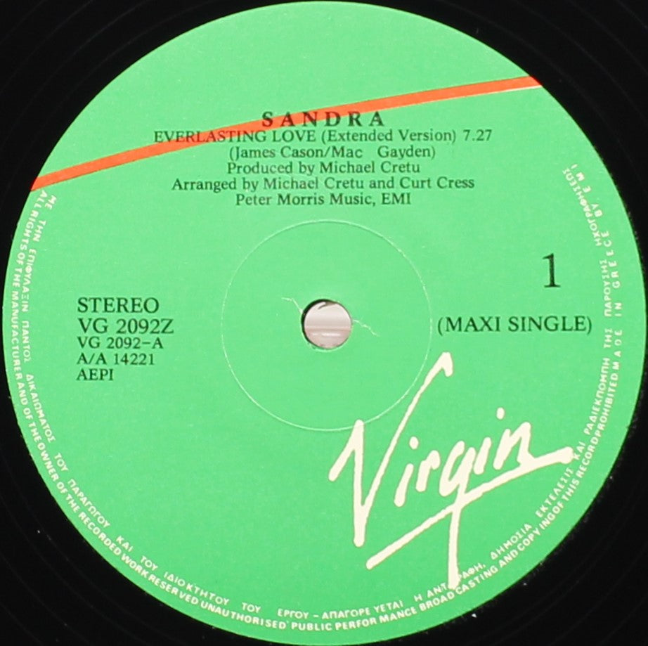 Sandra ‎– Everlasting Love, Vinyl, 12&quot;, Maxi-Single, VG/NM, Greece 1987