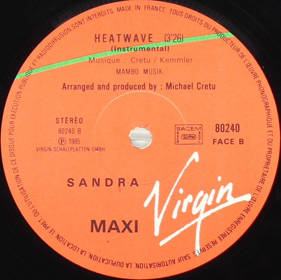 Sandra ‎– In The Heat Of The Night, Vinyl, 12&quot;, 45 RPM, Maxi-Single, VG+/VG