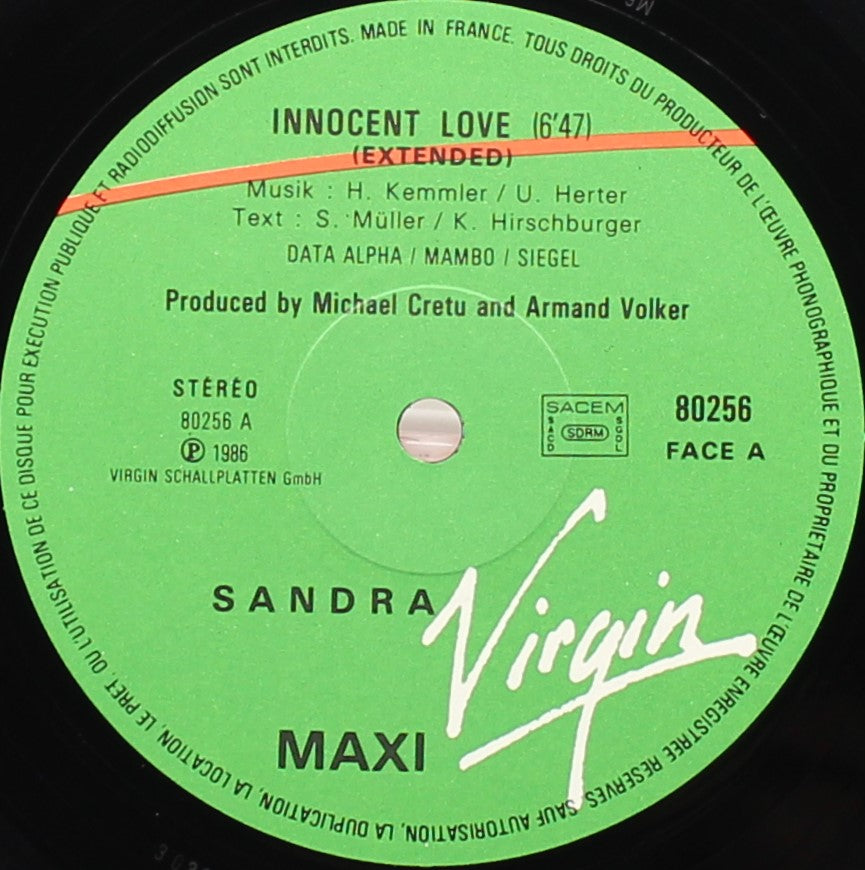 Sandra – Innocent Love, Vinyl, 12&quot;, 45 RPM, Maxi-Single, VG+/NM, France 1986