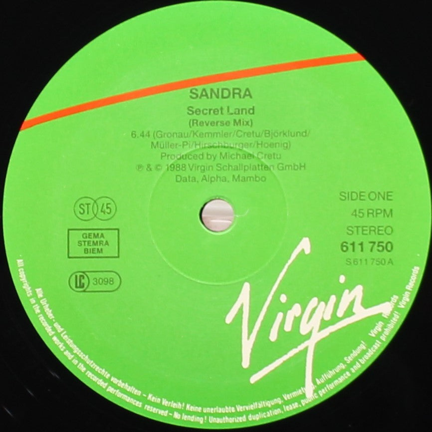 Sandra ‎– Secret Land (Extended Version), Vinyl, 12&quot;, 45 RPM, Single, NM/VG+, Europe 1988