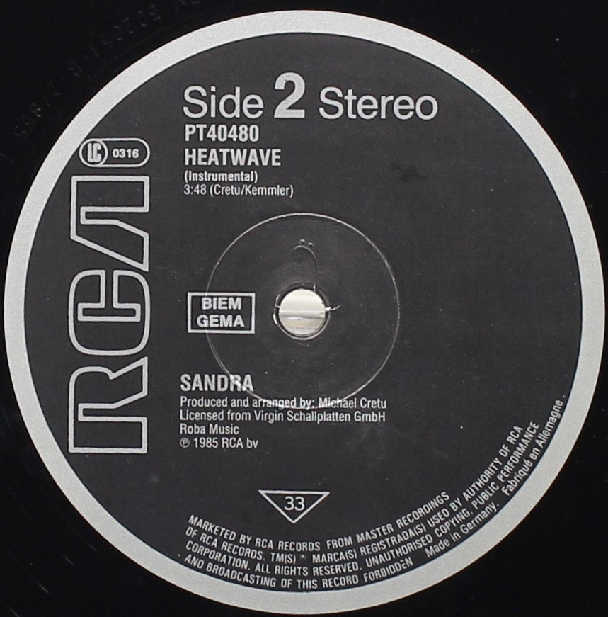 Sandra ‎– In The Heat Of The Night, Vinyl, 12&quot;, 45 RPM, NM/VG+, Germany 1985