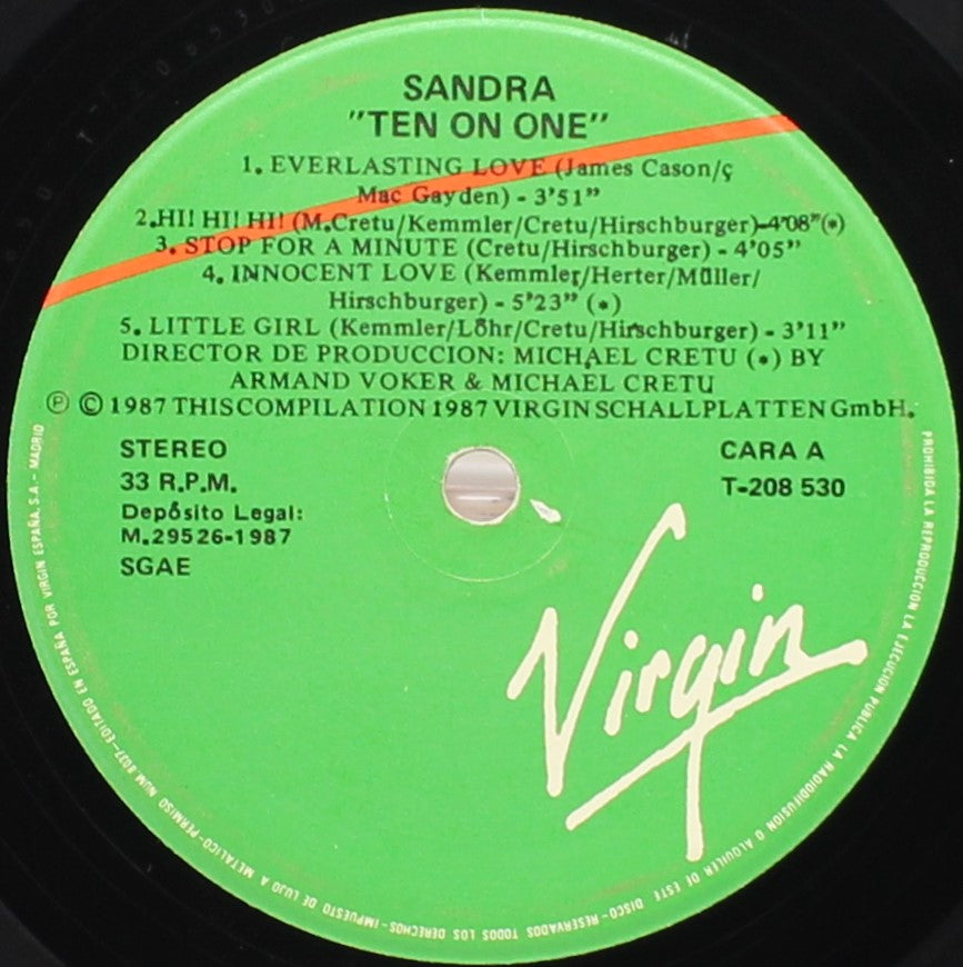 Sandra – Ten On One (The Singles), Vinyl, LP, Compilation 33⅓, VG/VG, Spain 1987