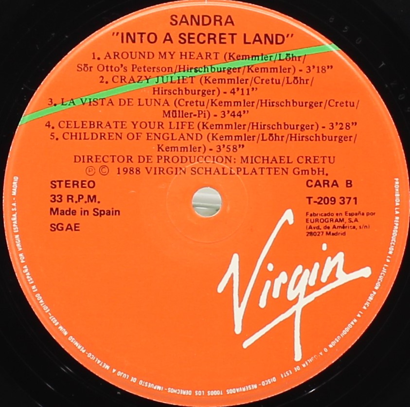 Sandra – Into A Secret Land, Vinyl, LP, Album 33⅓, VG/VG+, Spain 1988