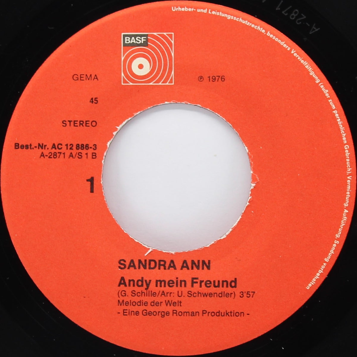 Sandra Ann* ‎– Andy Mein Freund / Ich Bin Noch Ein Kind, Vinyl, 7&quot;, 45 RPM, Single, Germany 1976