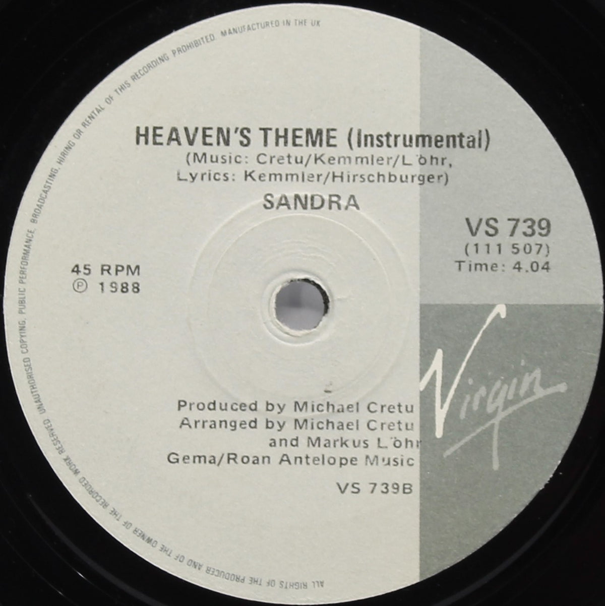 Sandra ‎– Heaven Can Wait, Vinyl, 7&quot;, 45 RPM, Single, South Africa 1988