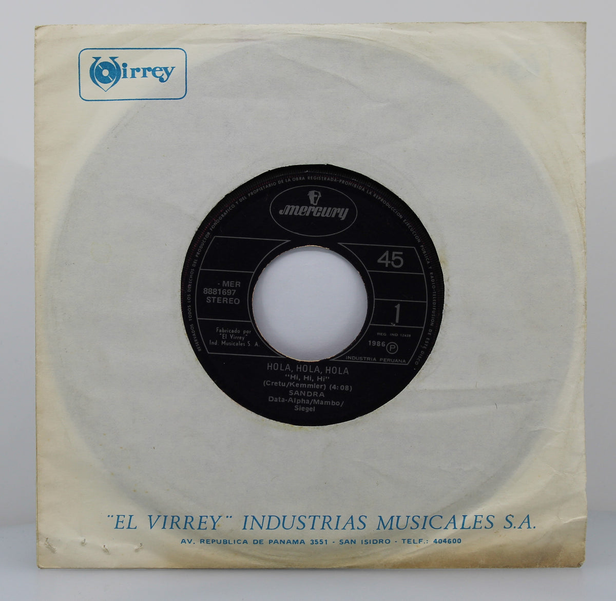 Sandra – (I&#39;ll Never Be) Maria Magdalena, Vinyl, 7&quot;, Single, Stereo, Uruguay 1985
