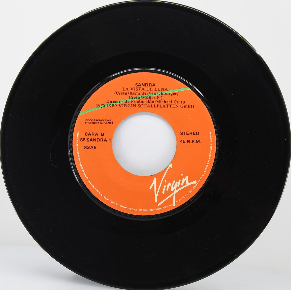 Sandra ‎– La Vista De Luna, Vinyl, 7&quot;, 45 RPM, Single, Promo, Spain 1989