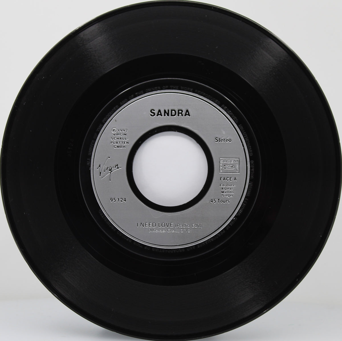 Sandra – I Need Love, Vinyl, 7&quot;, 45 RPM, Single, France 1992