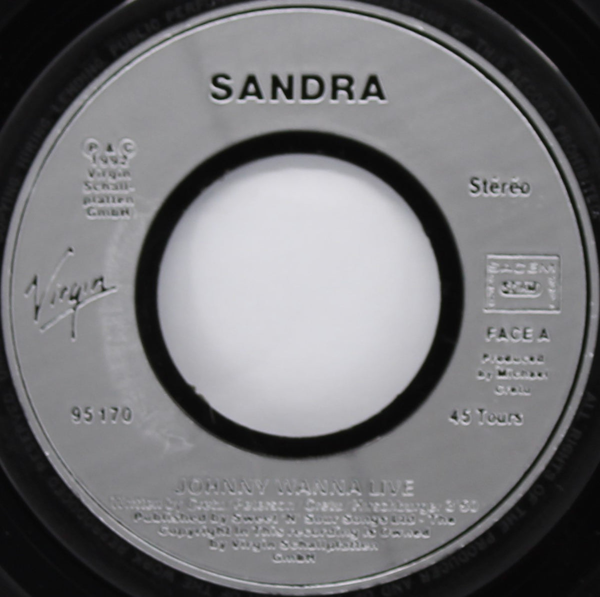 Sandra – Johnny Wanna Live, Vinyl, 7&quot;, 45 RPM, Single, France 1992