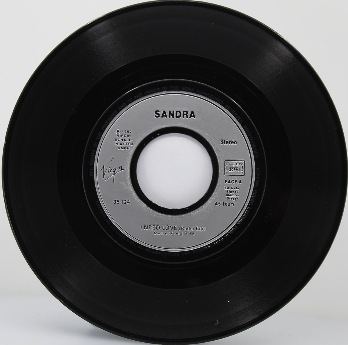 Sandra ‎– I Need Love, Vinyl, 7&quot;, 45 RPM, Single, France 1992