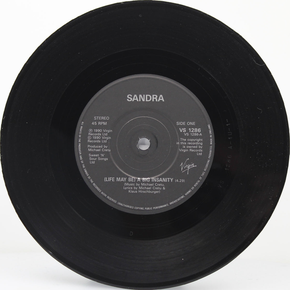 Sandra – (Life May Be) A Big Insanity, Vinyl, 7&quot;, Single, 45 RPM, UK 1990