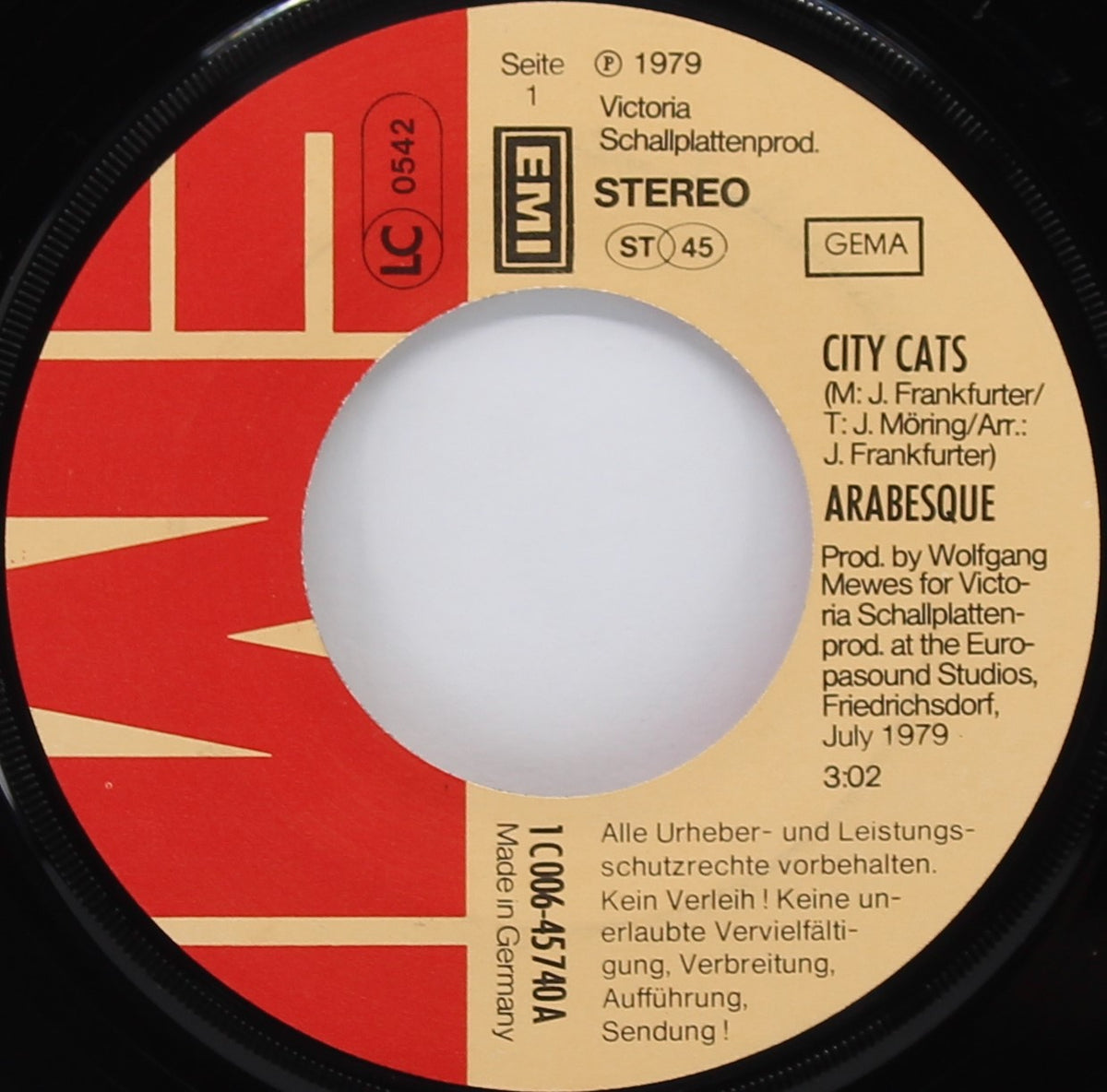 Arabesque – City Cats, Vinyl, 7&quot;, 45 RPM, Single, Stereo, Germany 1979