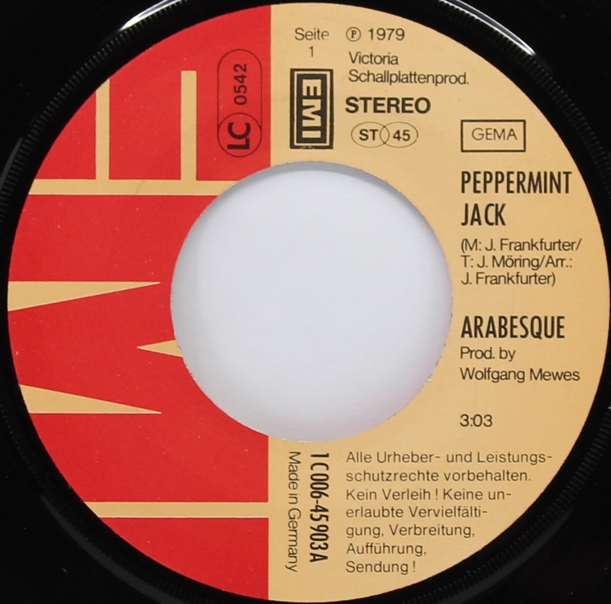 Arabesque (Sandra) – Peppermint Jack, Vinyl, 7&quot;, 45 RPM, Single, Stereo, Germany 1979