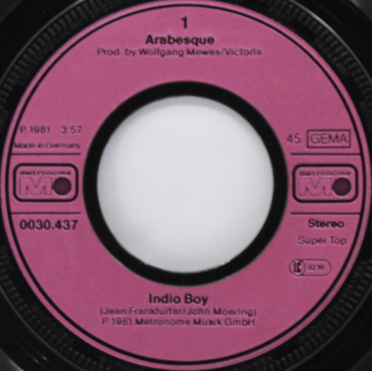 Arabesque (Sandra) – Indio Boy, Vinyl, 7&quot;, 45 RPM, Single, Stereo, Germany 1982