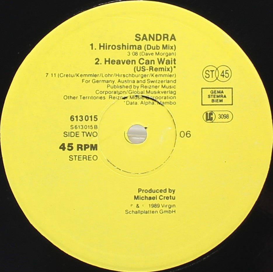 Sandra – Hiroshima, Vinyl, 12&quot;, 45 RPM, 4 Tracks, 1989