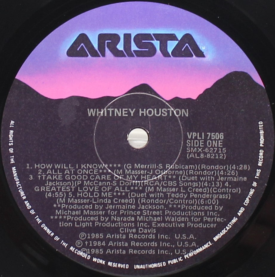 Whitney Houston – Whitney Houston, Vinyl, LP, Australia &amp; New Zealand 1986