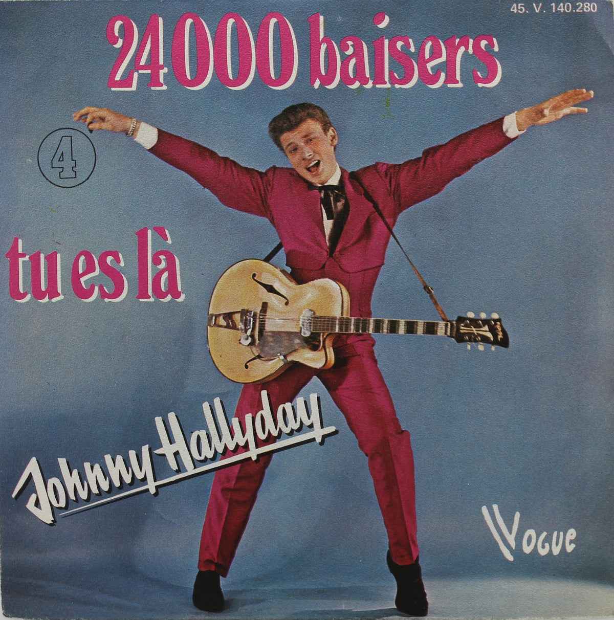 Johnny Hallyday – 24000 Baisers / Tu Es Là, Vinyl, 7&quot;, 45 RPM, Single, Reissue, France 1977