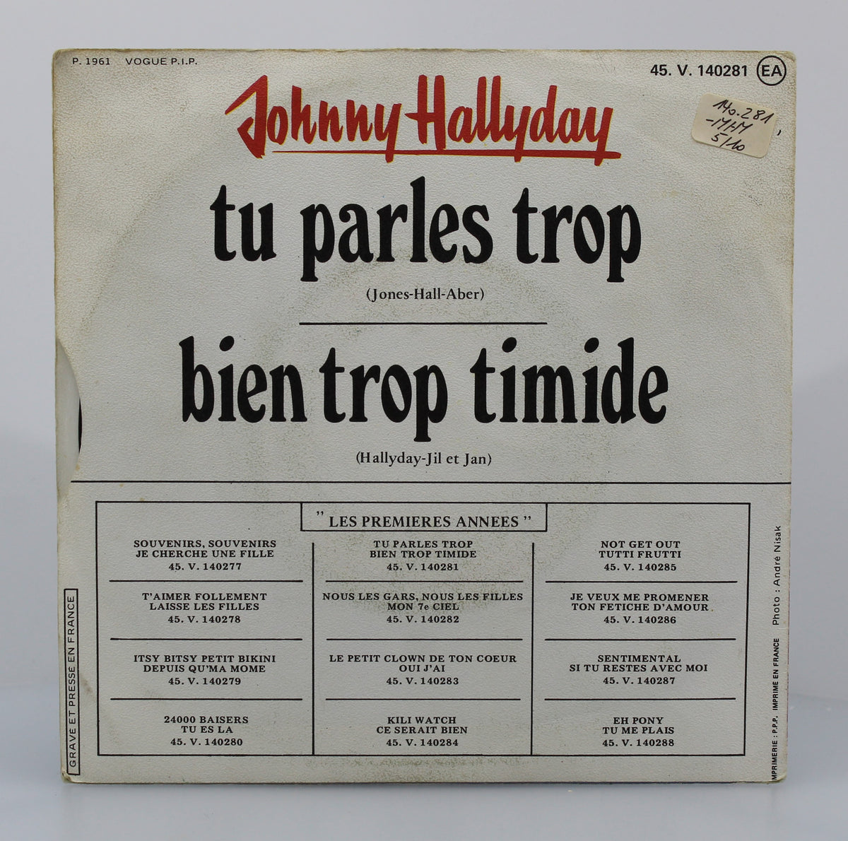 Johnny Hallyday – Tu Parles Trop / Bien Trop Timide, Vinyl, 7&quot;, 45 RPM, Single, Reissue, France 1977