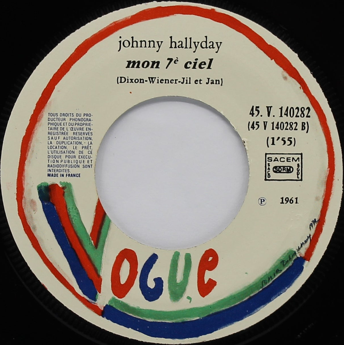 Johnny Hallyday ‎– Nous Les Gars, Nous Les Filles / Mon 7ème Ciel, Vinyl, 7&quot;, 45 RPM, Single, Reissue, France 1977