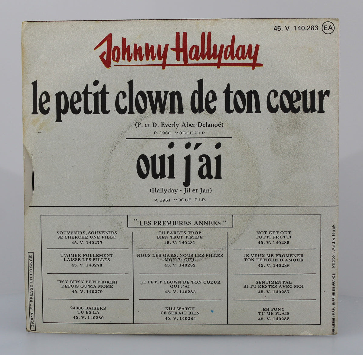 Johnny Hallyday – Le Petit Clown De Ton Coeur / Oui J&#39;ai, Vinyl, 7&quot;, 45 RPM, Single, Reissue, France 1977