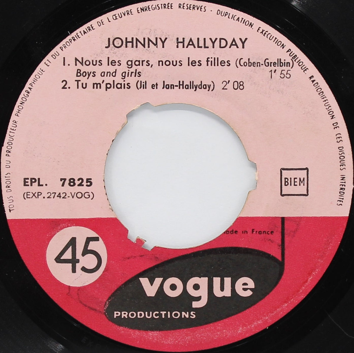 Johnny Hallyday – Nous Les Gars, Nous Les Filles, Vinyl, 7&quot;, 45 RPM, EP, France 1961