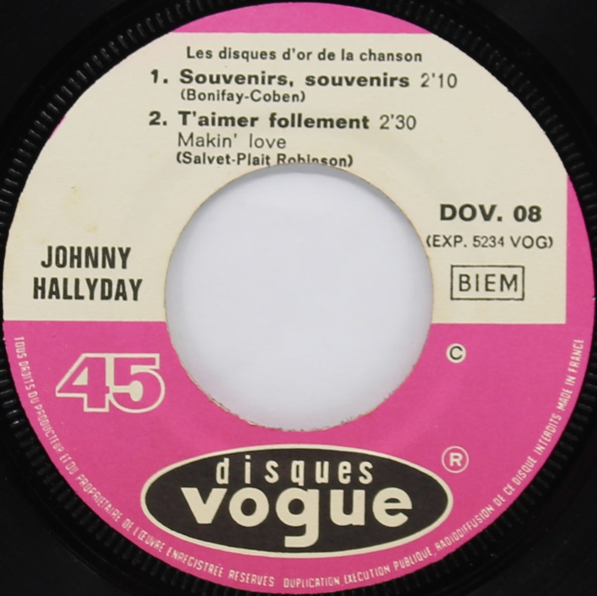 Johnny Hallyday ‎– Les Disques D&#39;Or De La Chanson, Vinyl, 7&quot;, 45 RPM, EP, Compilation, France 1968