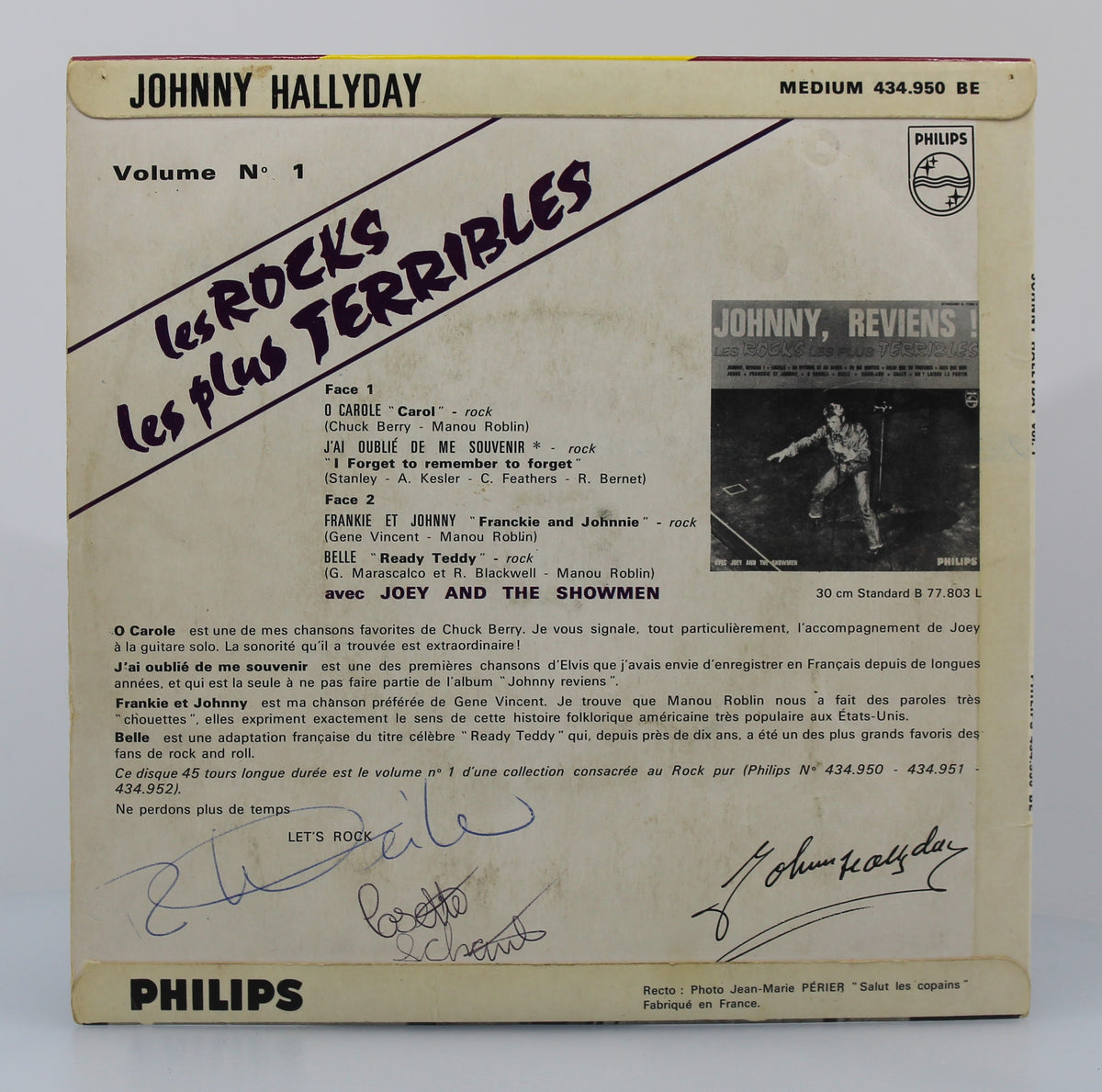 Johnny Hallyday Avec Joey And The Showmen – Les Rocks Les Plus Terribles Vol.1, Vinyl, 7&quot;, 45 RPM, EP, Mono, France 1964