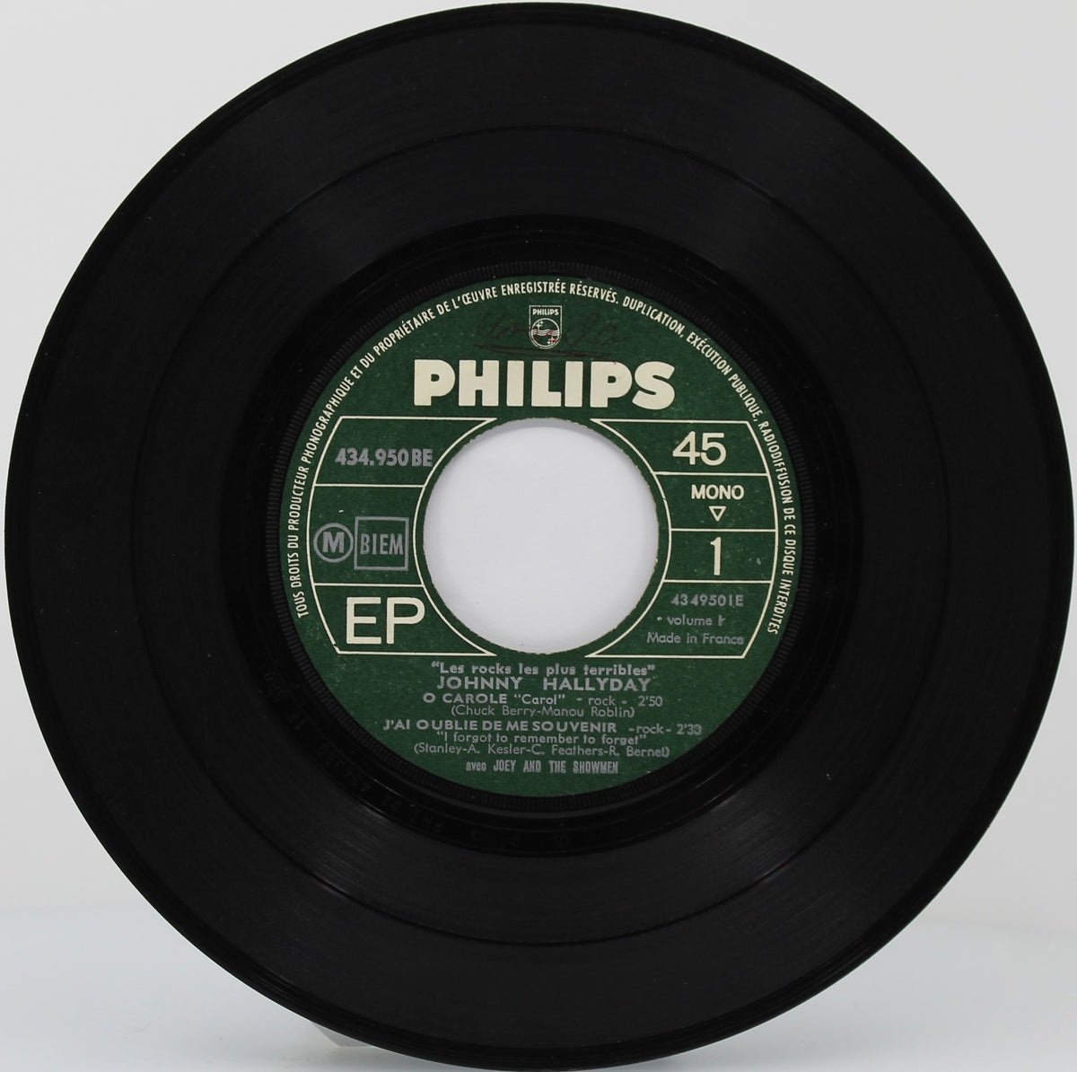 Johnny Hallyday Avec Joey And The Showmen – Les Rocks Les Plus Terribles Vol.1, Vinyl, 7&quot;, 45 RPM, EP, Mono, France 1964