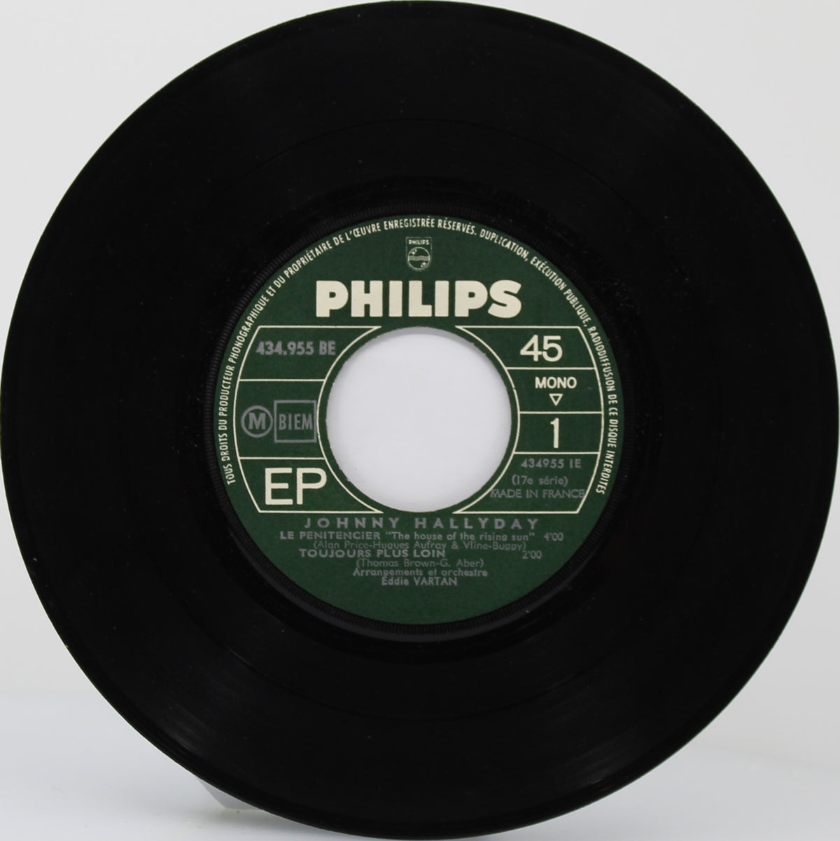 Johnny Hallyday – Le Pénitencier, Vinyl, 7&quot;, 45 RPM, EP, Mono, France 1964