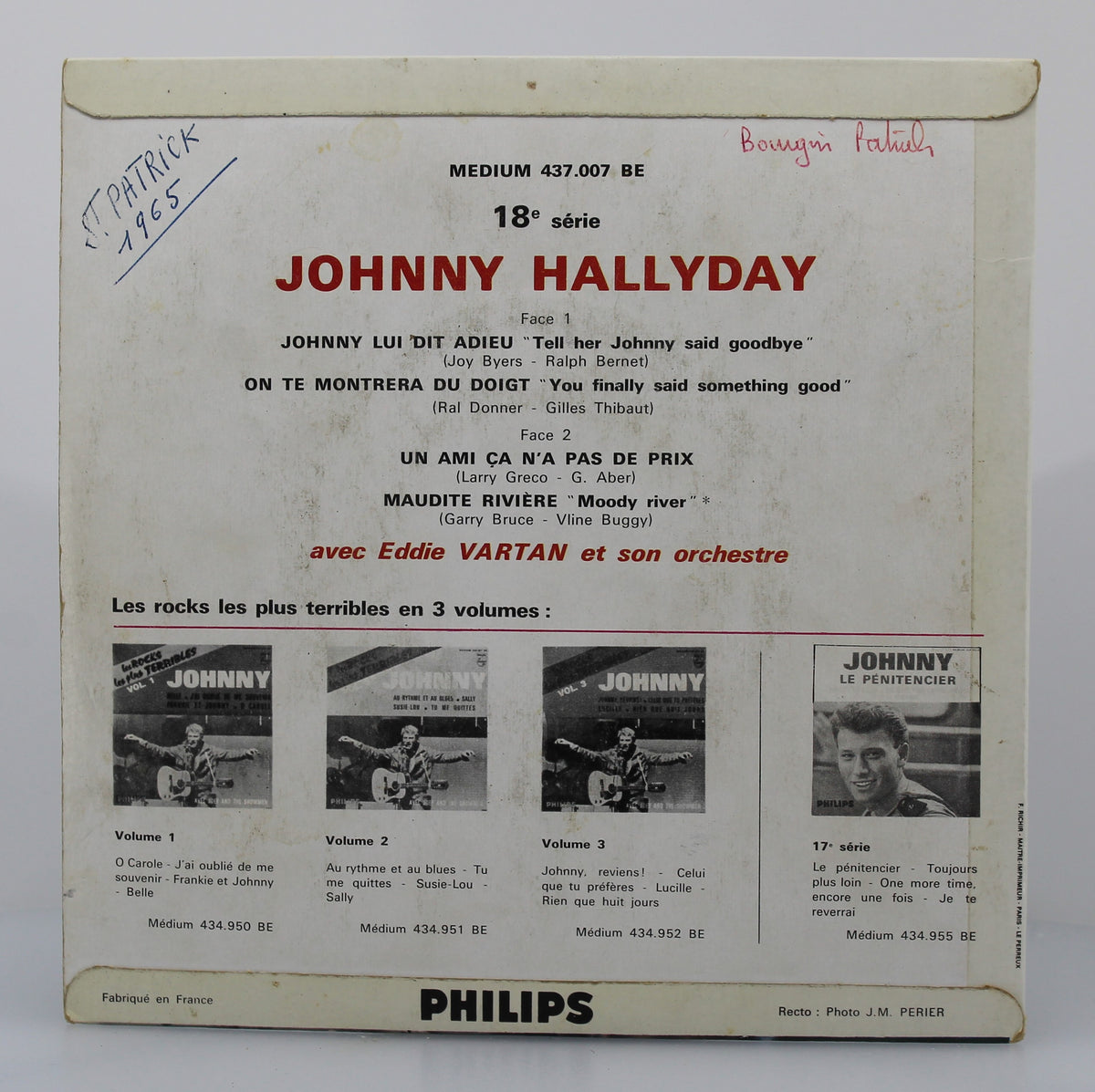 Johnny Hallyday – Johnny Lui Dit Adieu, Vinyl, 7&quot;, 45 RPM, EP, 1965