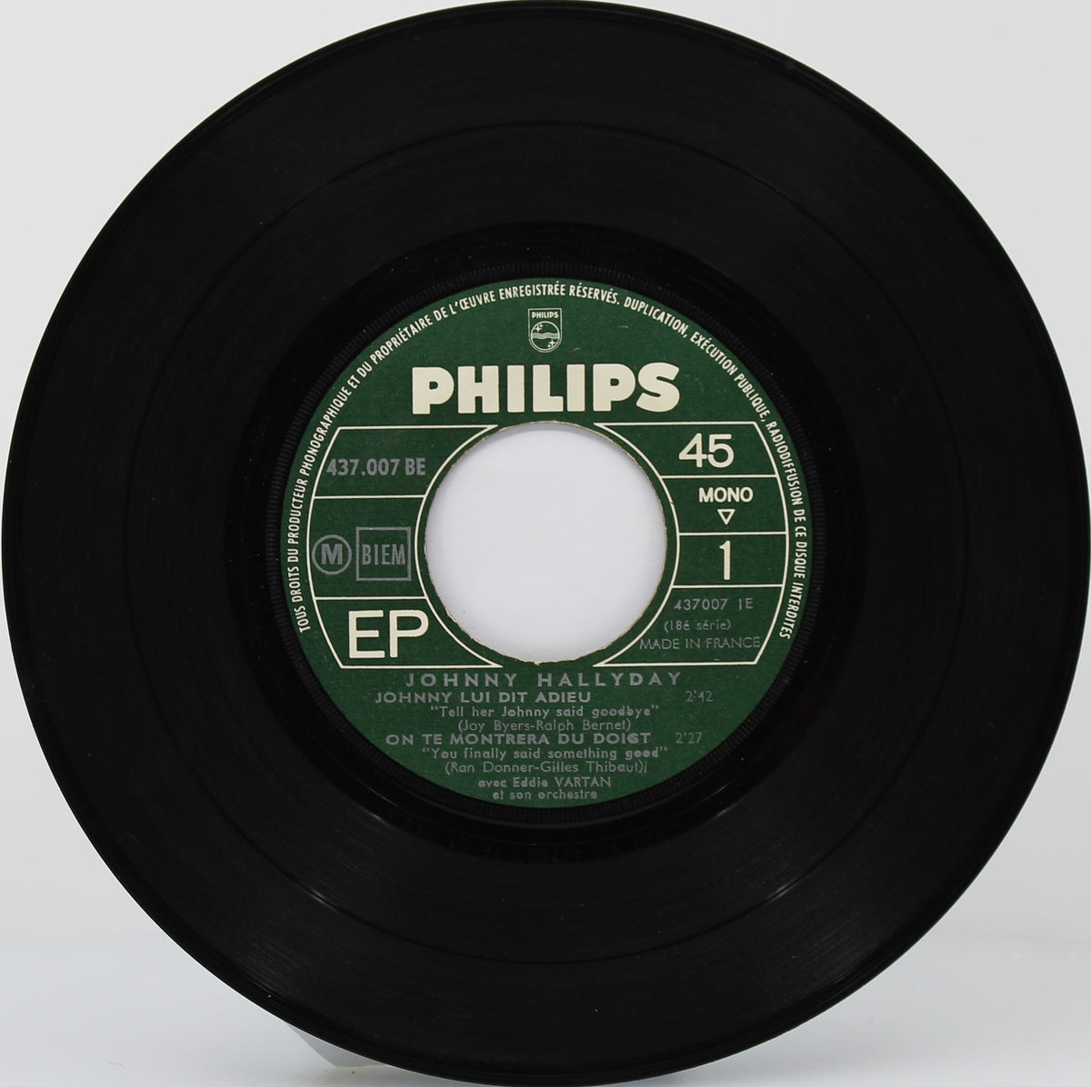 Johnny Hallyday – Johnny Lui Dit Adieu, Vinyl, 7&quot;, 45 RPM, EP, 1965