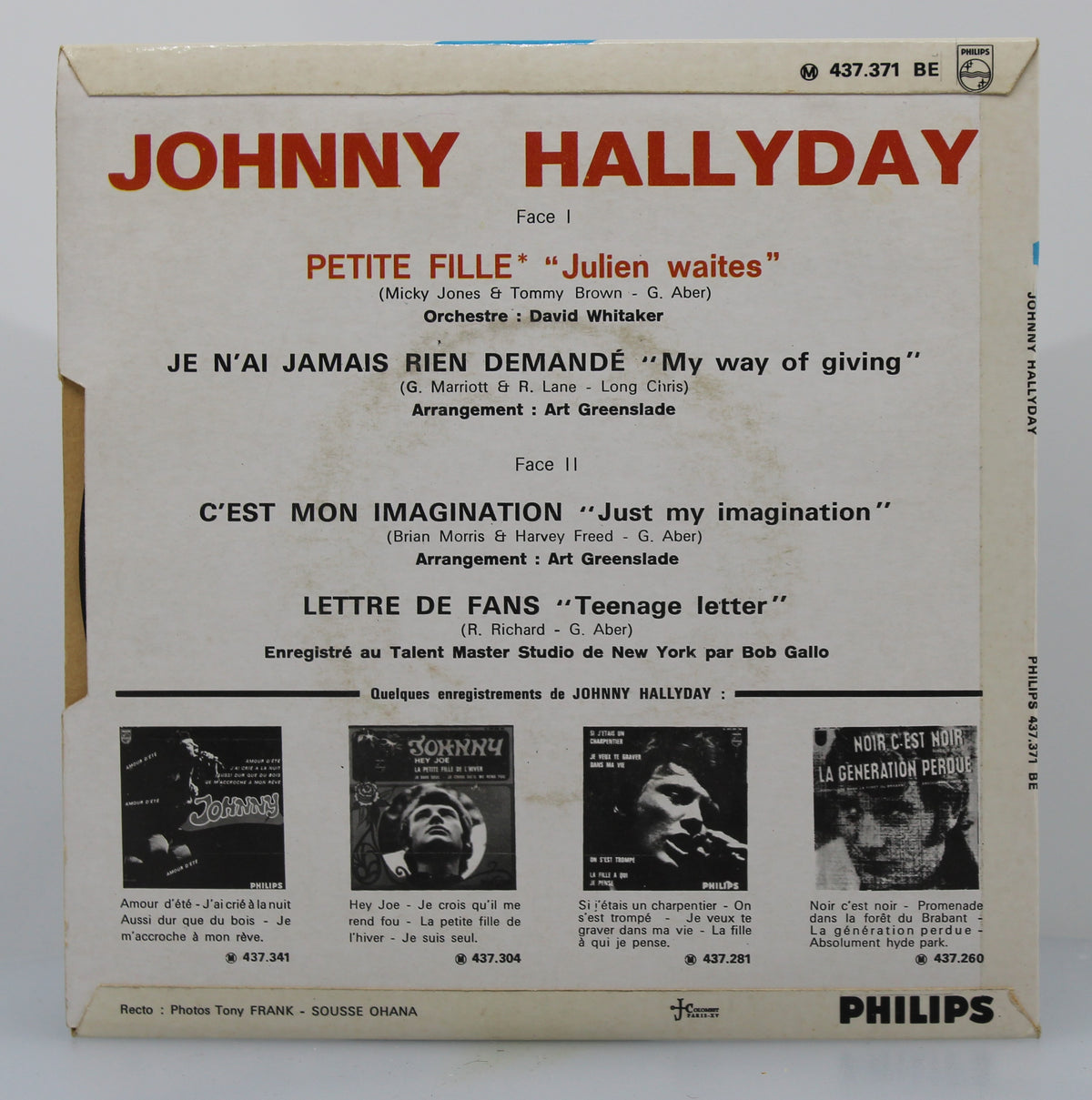 Johnny Hallyday – Petite Fille, Vinyl, 7&quot;, EP, 45 RPM, Mono, France 1967