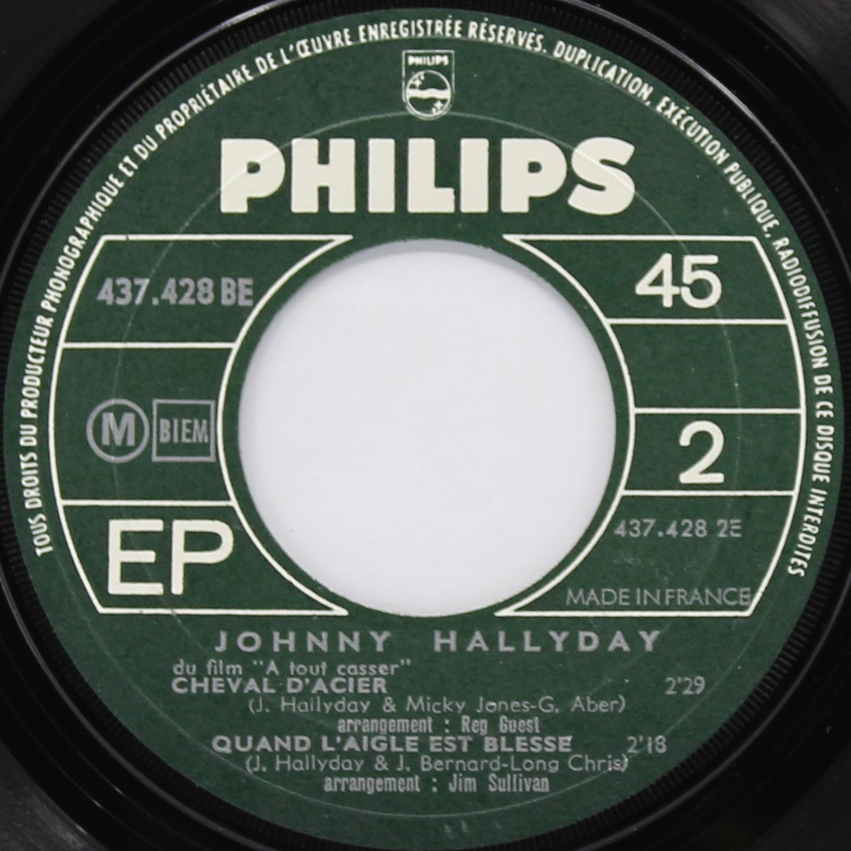 Johnny* – A Tout Casser / Cheval D&#39;Acier (Extraits Du Film &quot;A Tout Casser&quot;), Vinyl, 7&quot;, 45 RPM, EP, Repress, France 1968